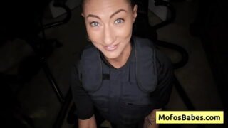 Horny booty cop sucking big cock and love it deep inside her moist pussy