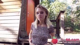 Lily Ray gets boned behind an old shack and swallows a big load